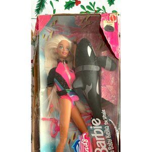 1996 Ocean Friends Barbie Doll and Baby Keiko the Whale #15428 New Mattel NRFB